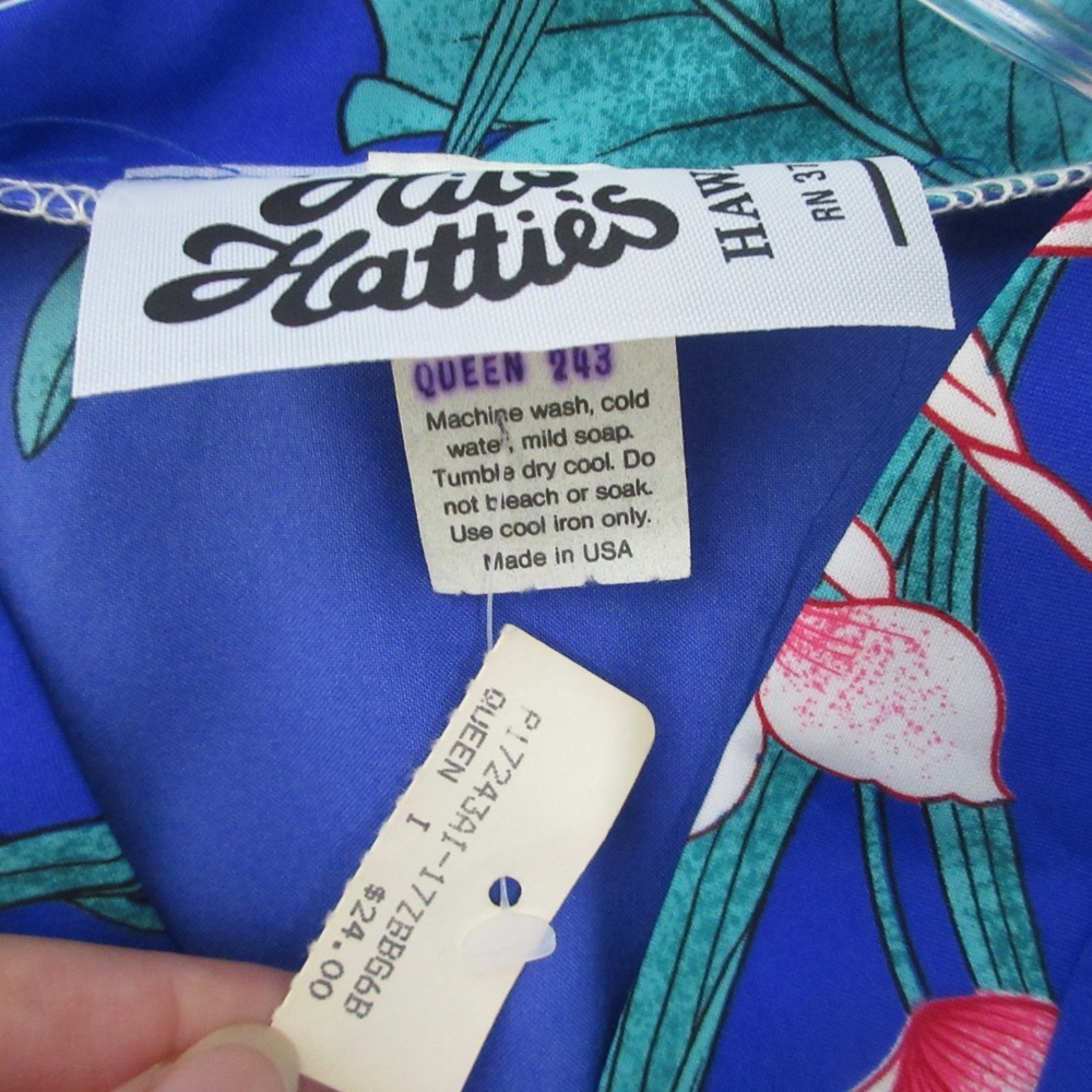 Vintage Hilo Hatties‎ Top Poncho Queen Blue Floral Hawaiian Luau Aloha USA NWT - Picture 3 of 10